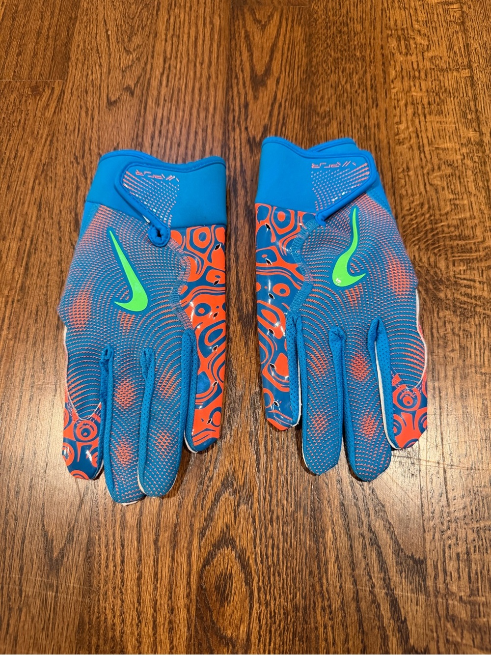 Nike Vapor Jet 8.0 Gloves Youth Large Blue Orange Magnigrip Lightweight Football